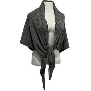 Free People Coastline Cable Knit Triangle Scarf Wrap, NWT, Gray, OS